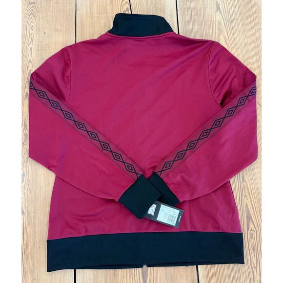 NWT Women’s Umbro Double Diamond Jacket Aztec Maroon Black Large - Picture 2 of 7